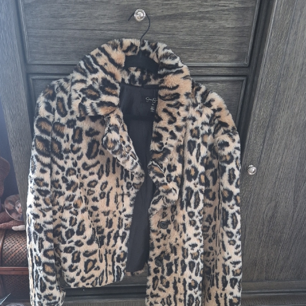 Jessica Simpson Animal Print Teddy Jacket